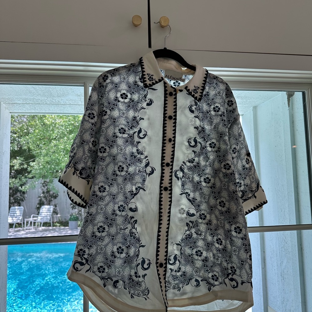 Alemais SET Black and White Floral shirt and skirt